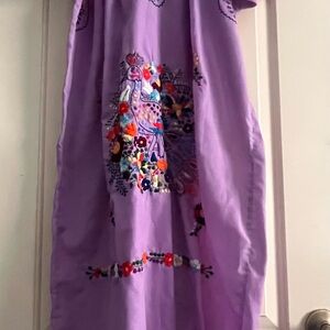 Purple Embroidered Dress with Floral Design